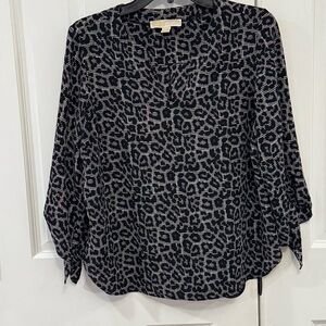 Michael Michael Kors‎ Black & White Leopard Print Blouse – Size M